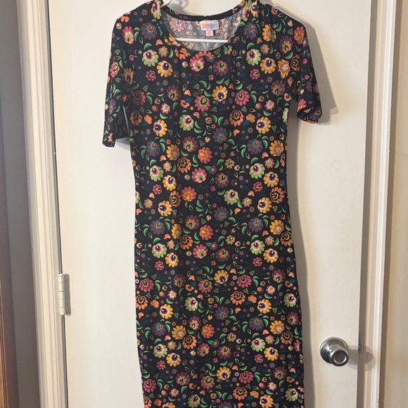 LuLaRoe Dresses & Skirts - LuLaRoe Black Dress with Colorful Floral Design